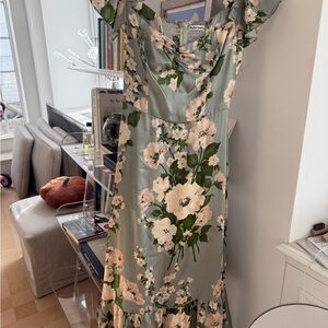 Reformation Green Floral Maxi Dress